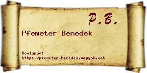 Pfemeter Benedek névjegykártya